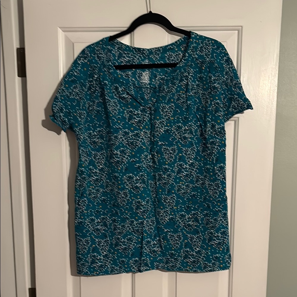Teal Patterned Women's Top